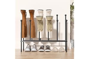 pickpiff Zapatero Independiente, Estante para Botas de Metal Negro, Organizador de Zapatos para Dormitorio, Armario, Entrada, Terraza al Aire Libre, Pasillo, Zapatero Negro, Organizador para 6 Pares