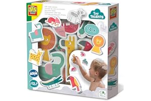 SES Creative | Badespielzeugset Safari-Tiere für Kinder ab 1 Jahr | 14 Spielzeuge : Löwe, Elefant | Flotte + Saugnapf | Fördert die Vorstellungskraft | CO2-neutral | Sicherheit | Babygeschenk | 13097