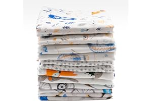 ‎CLEVERE KIDS BABY-COLLECTION Clevere Kids Mulltücher 12er Pack | Jungs oder Mädchen | 70x80 | Oeko-TEX | Made in EU (Set Jungs Bedruckt)