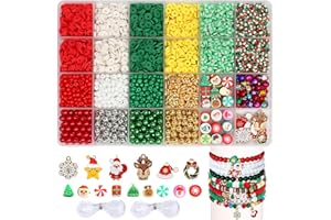 Baoximong 2792Pcs Christmas Beads Clay Beads Kit for Bracelets Making with Santa Claus Snowflake Xmas Hat Elk Charms Pendants for Jewellery Making DIY Craft Arts Christmas Gifts