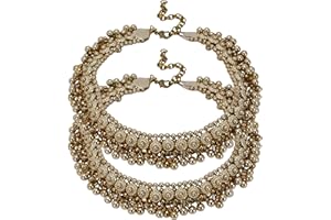 Jwellmart Set of Indian Oxidized Polish Designer Ghungroo Bollywood Anklets Ethnic Wedding Fashion Jewelry for Women