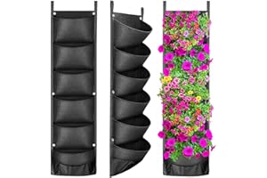 Wisolt Hanging Vertical Garden Wall Planter 6 Pocket Planters for Yards Garden Home Decoration Outdoor Indoor