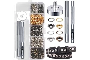 UMILKI 200 piezas Ojales Metalicos de 5 mm Herramienta de Ojetes Metalicos, Bandeja para Ollaos en 4 Colores con Caja de Almacenamiento, para Bricolaje/Tela/Lona/Cuero/Manualidades