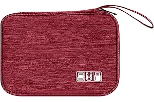 Tunejoy Bolsa de Cable de Viajes Estuche para Electrónicos Accesorios Portátil Bolsa Organizador Cables Impermeable para USB Disco Flash Cargador 24x16,5x1,8 cm Rojo