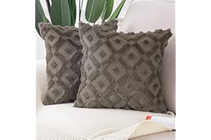 Madizz Lot de 2 Doux Peluche Laine Courte Velours Décoratif Housses de Coussin Luxe Style pour canapé Chambre Brun grisâtre 40 x 40 cm