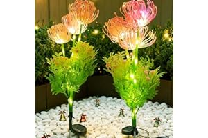 Joysing Lampe Solaire Exterieures Jardin 2 PCS Lumiere Solaire Exterieur Decorative, Étanche Lumière Fleur Solaire LED Fleurs pour Pelouse Patio Parterre Jardin Décoration