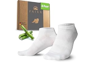 PAIXX Skarpety bambusowe do sneakersów, zestaw 8 par, rozmiar 43-46 i 39-42, męskie i damskie – oddychające, antybakteryjne skarpety do kostek zapobiegające poceniu się stóp – niestrzępiące się