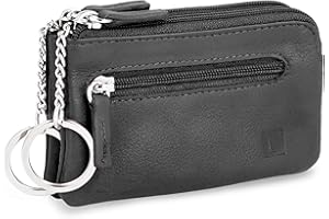 LEDEROW - XXL Schlüsseletui Leder Damen und Herren [3 separate Fächer] Reißverschluss - Schlüsseltasche groß echtleder für Schlüssel Autoschlüssel - viele Farben
