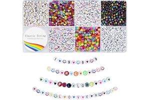 Dazhqp 1600 Stück Buchstabenperlen Bunt, 7mm Rund Buchstaben Perlen Set für Freundschaftsarmbänder Selber Machen Armbänder Halsketten Schmuck, Geschenk für Mädchen Erwachsene