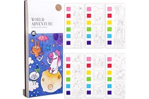 BERRY PRESIDENT Libri di pittura ad acquerello tascabile, nuovi libri di gouache graffiti per bambini, piccoli kit di pittura ad acquerello da viaggio, creatività e libri a colori portatili (Avventura mondiale)