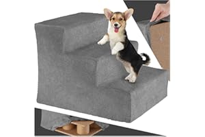 TecTake® Escalier pour Chien & Chat pour Voiture ou Canapé, Rampe pour Chien Antidérapant, Déhoussable & Lavable, Max. 50 kg, Gris