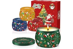 POPOYU Zestaw świec zapachowych, 4 sztuki, 70 ml, dekoracje świąteczne, świece do aromaterapii, naturalny wosk sojowy, upominki na Boże Narodzenie