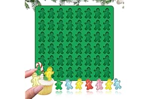 RHSEMI Stampo in silicone per Natale - a forma di uomo di pan di zenzero, 3D Stampi aTema Natalizio, Stampi in Silicone per Dolci, per Budino, gelatina, torta, cioccolato, biscotti, caramelle, 48 Cavità
