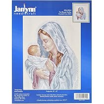 Janlynn Kreuzstich-Set 'Madonna Und Engel' – Mit Leinwand, Garn, Nadel & Anleitung (30x30 Cm)