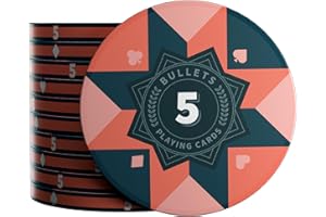 Bullets Playing Cards, Keramik Poker Chips Paulie mit Werten, 25er Rolle (Rot -5er)