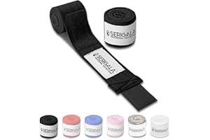 Serigala 4,5m Boxbandagen mit Daumenschlaufe - Halb elastische Bandagen Boxen mit extra breitem Klettverschluss - Kampfsport Bandagen für Thaiboxen, Kickboxen, MMA und Muay Thai