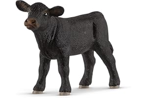 Schleich- Figura de Ternero Black Angus, Colección Farm World, Multicolor, 8 cm (13880)