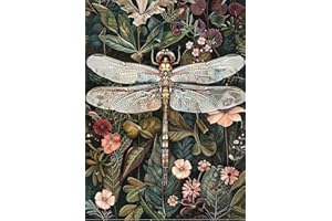 askkqtx Diamond Art Kits for Adults, Dragonfly Diamond Painting Kits for Beginners, Flowers DIY 5D Round Full Drill Crystal Dots Rhinestone Gem Art Craft Home Decor 12x16 Inch