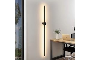 ZMH lámpara de pared LED negro 100cm de largo blanco cálido lámpara de pared sala de estar interior lámpara de noche minimalista giratoria lámpara de cama de 8W para dormitorio pasillo estudio