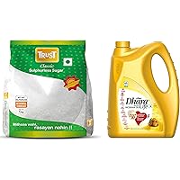 Dhara Rice Bran Oil, 5l with Free 1Kg Sugar