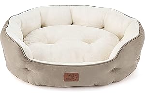 Bedsure Cama Grande Lavable - Redonda Antideslizante para Gatos y Cachorros de Interior, Camello 63x53x20cm