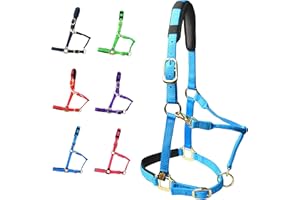 T TEKE Adjustable Horse Halters by Heavy Duty Soft Nylon, Padded with Anti-rubbing Waffle Neoprene on Both Crown & Nose