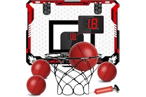 KIZJORYA Canestro da Basket Interno per Bambini: Mini Canestro Pieghevole da Porta, 4 Palline, Giocattolo Sportivo, Regalo di Compleanno per Ragazzi, Ragazze, Adolescenti, Adulti (3+)
