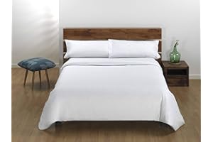 Sibiles - Juego 2 Piezas de Funda Nórdica Blanca Hotel de PoliAlgodón con Funda Almohada (Cama 135)