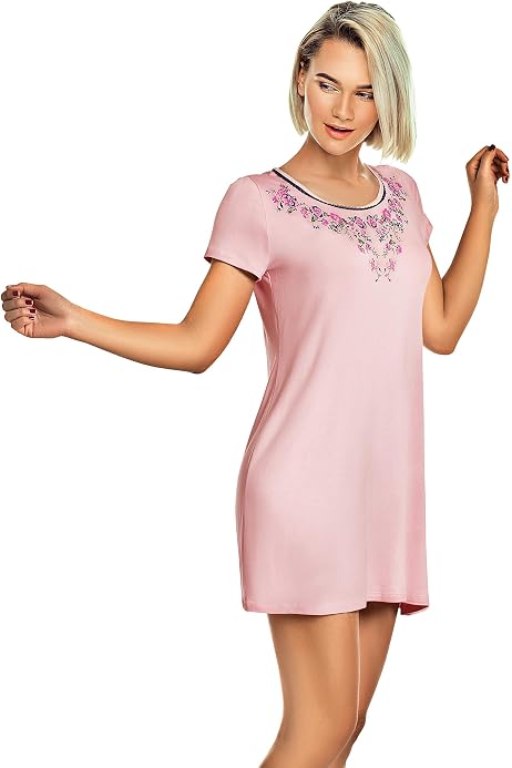 Chemise De Nuit Femme MARLON Elmina En Polaire Imprimée - Modèle Classique Doux Et Chaud - Taille 52-54 - 5