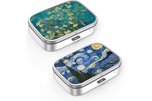 Hion Pillendose mit 2 Fächern, tragbarer Pillen-Organizer, dekorativer Metall-Pillendose, Vitamin-Organizer, einzigartiges Geschenk (2 Stück)