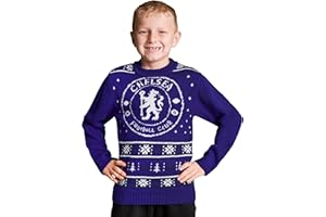 Chelsea FC Christmas Jumper Kids Teenagers Warm Cosy Football Xmas Jumper 7-14 Years Gifts for Boys