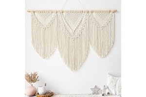 GIFTPOT Ordeluxe Macramé 110cm x 82cm Tapiz Boho, Grande, Hecho a Mano, Decoración de Pared para Dormitorio, Decoración de Balcón, Regalo para Mujeres
