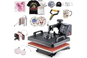 CREWORKS 30 x 38 CM Pressa a Caldo 5 IN 1 Pressa Caldo per Magliette Termopressa Macchina per Sublimazione Trasferimento Stampante Pressa di Calore per T-Shirt Cappelli e Tazze