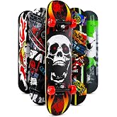 Orta Boy Kaykay 60 cm 8 Katmanlı Canlı Desenli Kemik Teker Kaymaz Skateboard 2406