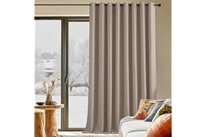 PONY DANCE Cortina Opaca para Salon Termicas Aislantes Frio y Calor para Puerta Interior de Dormitorio Matrimonio Cortinas de 3 Metros con Ojales 1 Pieza,300x260cm,Taupe Claro