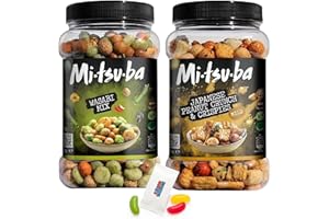Mitsuba Rice Crackers Snacks Bundle Wasabi Mix 800g Japanese Peanut Crunch And Crispies 650g Crispy Rice Snack Snacks For Party Food, Movie Nights Or Birthday Parties Boxed Treatz
