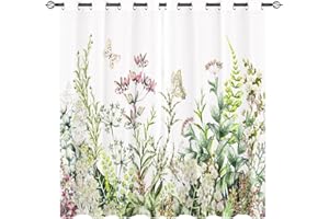 ‎YUANZU YUANZU Blumen Vorhänge Bunte Border Kräuter und Schmetterling Ösen Gardinen mit Blickdichte Thermo Vorhang Kälteschutz Blackout Curtain Mädchenzimmer Verdunkelung Fenster, 2 Stück, H 213 x B 200 cm