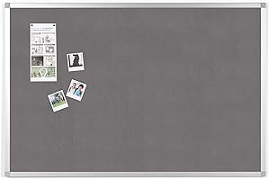 BoardsPlus - Tableau d'Affichage en Feutre Gris, 90 x 60 cm, Cadre en Aluminium