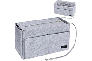 Ropch Handtaschen Organizer, Filz Taschenorganizer für Frauen Handtasche, Tote Bag Organizer mit Abnehmbare Reißverschluss-Abdeckung,Grau-M
