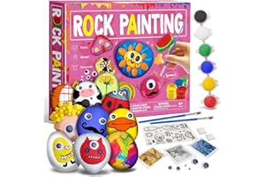 Byncceh Kit Pittura di pietra per bambini Colori per Lavoretti Creativi Disegno Materiali artistici Attività da famiglia Regalo di compleanno