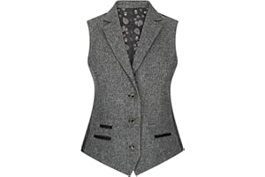 TRUCLOTHING Women Tweed Waistcoat Herringbone Wool Classic Vest Vintage 1920s Peaky Gatsby