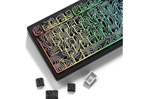 dagaladoo PBT-Tastenkappen, Schwarze topografische Tastenkappen, 60, 75, 100%, Linienhintergrundbeleuchtung, glänzendes Tastenkappen-Set, seitlicher Druck, Kirschprofil-Tastaturkappen für 100%, 75