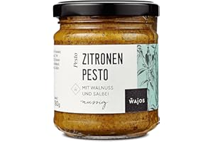 ‎WAJOS Wajos Zitronen-Pesto 180g, Würzsauce mit Walnuss und Salbei, Grünes Pesto für leckere Pasta mit Pesto