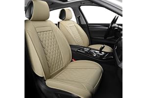 VANKERFUL Car Seat Covers Full Set,Universal Fit For Most Cars,SUV,Sedans and Pick-up Trucks,Automotive Vehicle Faux Leather Cushion Covers for 5 Passenger Cars(Full Set,Beige)