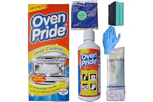 HUBSIDIA Oven Cleaner | Oven Pride Oven Cleaning Kit(1X 500ml Bottle, 1X Oven Cleaning Bags, 1X Pair of Gloves) with Scrub Sponge and Microfibre Cleaning Cloth