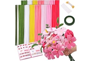 Benlay 550 pulitori per pipa fai da te, 7 pulitori per pipe colorati, set per pipe Cleaner Flower con istruzioni (lingua italiana non garantita), fiori per la pulizia della pipa per fai da te