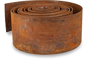 UNIGARDIA Bordura per Giardino in Acciaio Corten 10 m - Bordura per Aiuola in Metallo, Altezza 14 cm - Installazione Facile - Bordo per Prato in Ruggine, 1 Paio di Guanti Inclusi