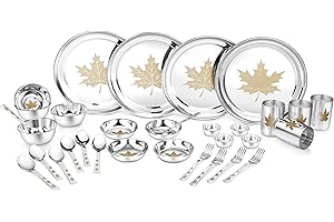 Classic Essentials Stainless Steel Dinner Set | Heavy Gauge Stainless Steel Dinner Set | Kitchen Set for Home | Maple Lazer D