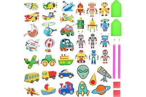 UGBO Diamond Painting Enfant Diamant Painting Broderie Diamant Garçon 5D Diy Strass Autocollant Kit Peinture Diamant Stickers Dessin de Diamant Avec Strass Mosaïque Autocollante Enfants (38 Pcs)