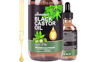 SMARTRICH Black Castor Oil 100% Pure Natural Cold Pressed, Jamaican Black Castor Essential Oil, Organic Body Massage Castor Oil Hair Nourishing 60ml, Can be Used with Essential Oil Pack